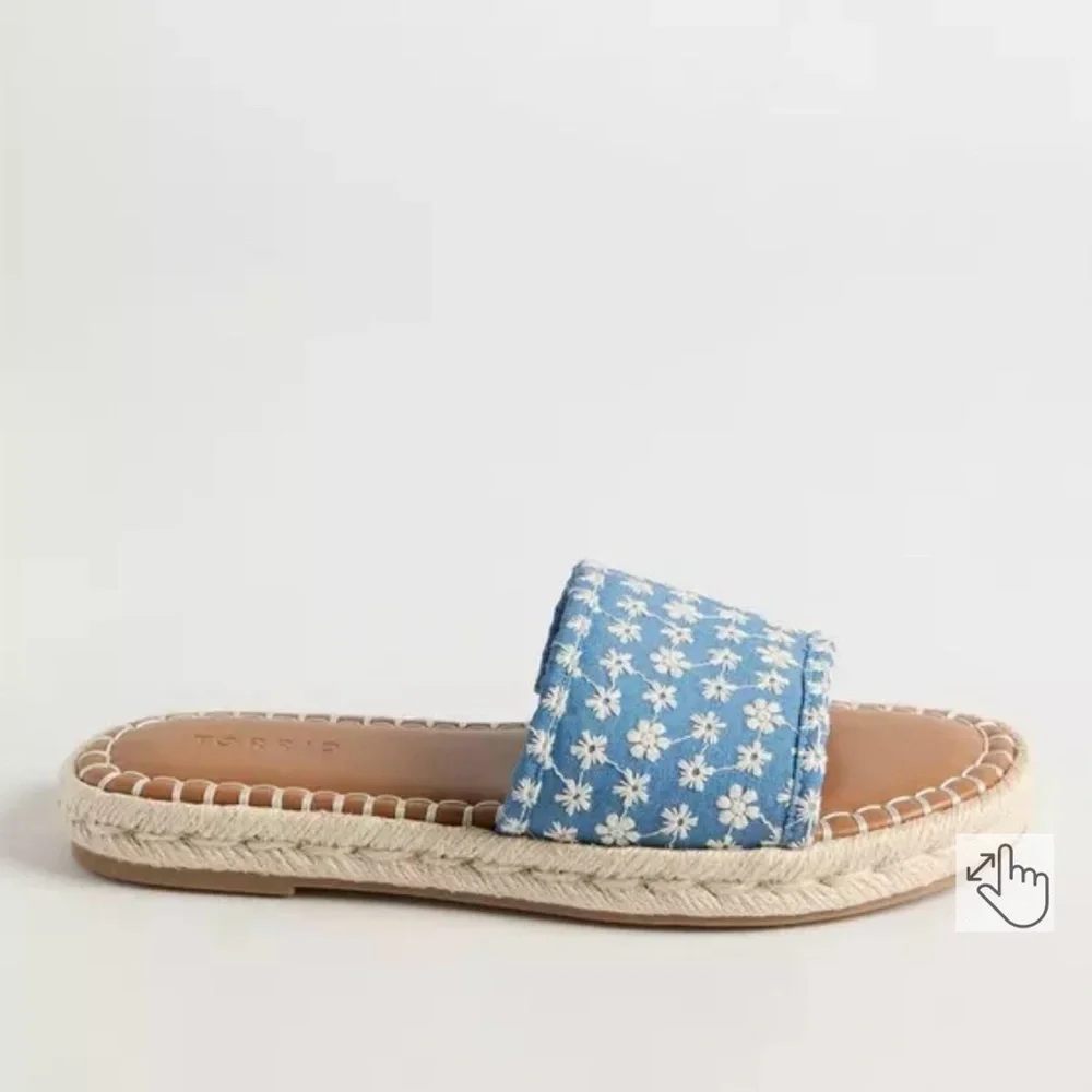 Torrid Blue and White Floral Espadrille Slides - Picture 4 of 4